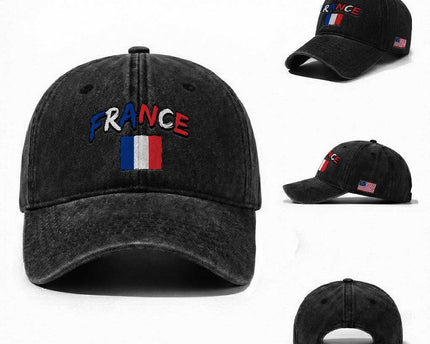 Vintage France Flag French Heritage Graphic Washed Cotton Baseball Cap