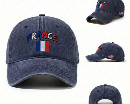 Vintage France Flag French Heritage Graphic Washed Cotton Baseball Cap