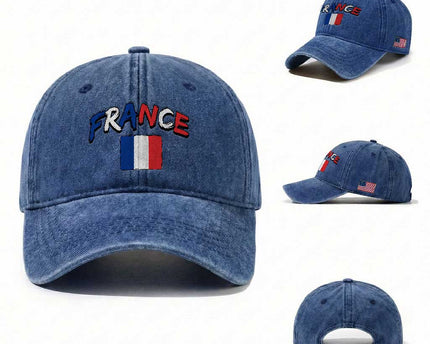Vintage France Flag French Heritage Graphic Washed Cotton Baseball Cap