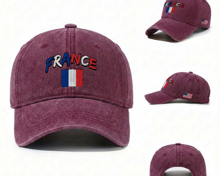 Vintage France Flag French Heritage Graphic Washed Cotton Baseball Cap