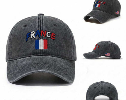 Vintage France Flag French Heritage Graphic Washed Cotton Baseball Cap