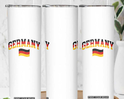 Vintage Germany Flag Skinny Tumbler Black Red Gold German Heritage Gift