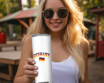 Vintage Germany Flag Skinny Tumbler Black Red Gold German Heritage Gift