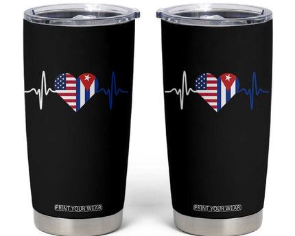 Heartbeat Cuba USA Tumbler Cup Cuban American Pride