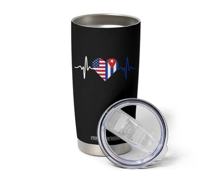 Heartbeat Cuba USA Tumbler Cup Cuban American Pride