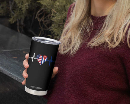 Heartbeat Cuba USA Tumbler Cup Cuban American Pride