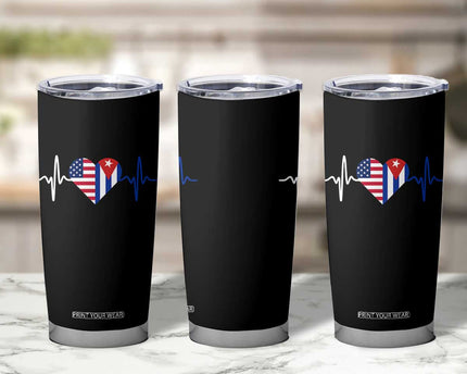 Heartbeat Cuba USA Tumbler Cup Cuban American Pride