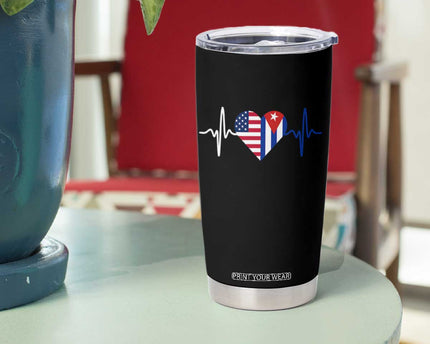 Heartbeat Cuba USA Tumbler Cup Cuban American Pride