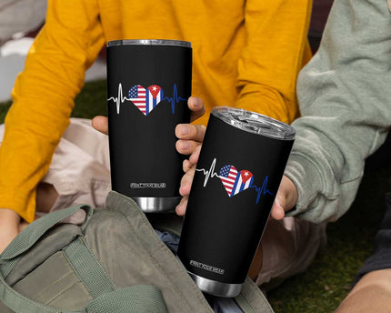 Heartbeat Cuba USA Tumbler Cup Cuban American Pride