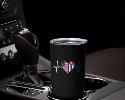 Heartbeat Cuba USA Tumbler Cup Cuban American Pride