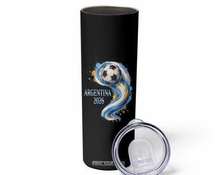 Argentina 2026 Soccer Fan Skinny Tumbler Proud Football Flag Supporter
