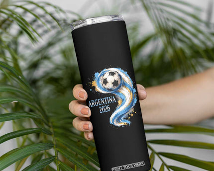 Argentina 2026 Soccer Fan Skinny Tumbler Proud Football Flag Supporter