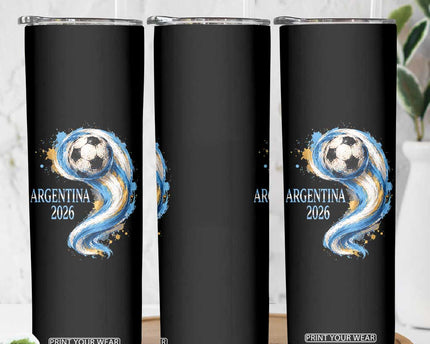 Argentina 2026 Soccer Fan Skinny Tumbler Proud Football Flag Supporter