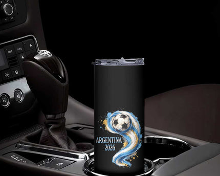 Argentina 2026 Soccer Fan Skinny Tumbler Proud Football Flag Supporter
