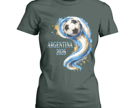Argentina 2026 Soccer Fan T-Shirt For Women Proud Football Flag Supporter