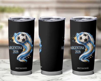 Argentina 2026 Soccer Fan Tumbler Cup Proud Football Flag Supporter