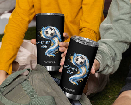 Argentina 2026 Soccer Fan Tumbler Cup Proud Football Flag Supporter