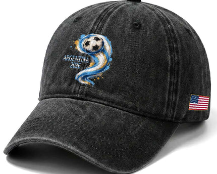 Argentina 2026 Soccer Fan Washed Cotton Baseball Cap Proud Football Flag Supporter