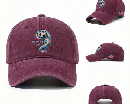 Argentina 2026 Soccer Fan Washed Cotton Baseball Cap Proud Football Flag Supporter