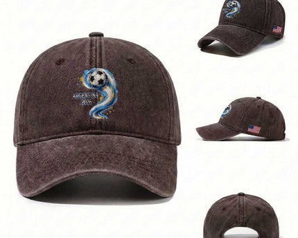 Argentina 2026 Soccer Fan Washed Cotton Baseball Cap Proud Football Flag Supporter