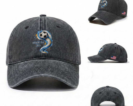 Argentina 2026 Soccer Fan Washed Cotton Baseball Cap Proud Football Flag Supporter