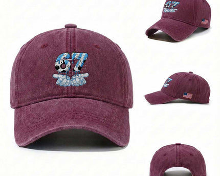 Funny Argentina Six Seven Football Meme Washed Cotton Baseball Cap Gen Alpha Soccer Fan