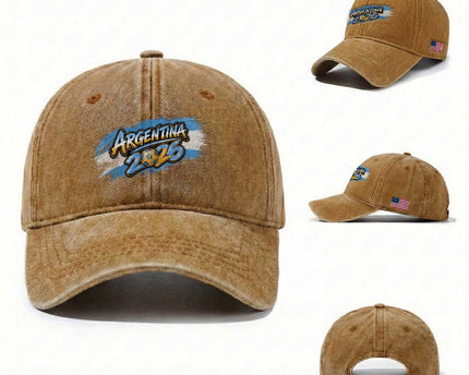Vintage Argentina Soccer Pride 2026 Graphic Washed Cotton Baseball Cap