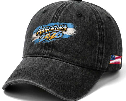 Vintage Argentina Soccer Pride 2026 Graphic Washed Cotton Baseball Cap