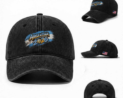 Vintage Argentina Soccer Pride 2026 Graphic Washed Cotton Baseball Cap