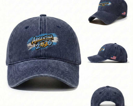 Vintage Argentina Soccer Pride 2026 Graphic Washed Cotton Baseball Cap