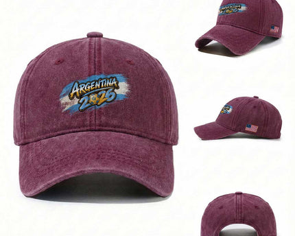 Vintage Argentina Soccer Pride 2026 Graphic Washed Cotton Baseball Cap