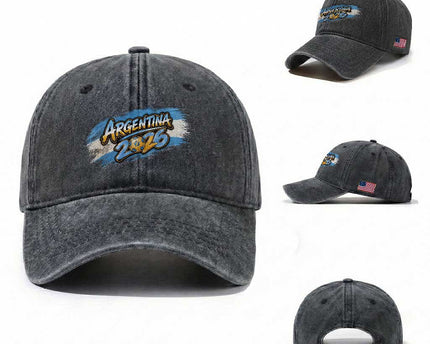 Vintage Argentina Soccer Pride 2026 Graphic Washed Cotton Baseball Cap