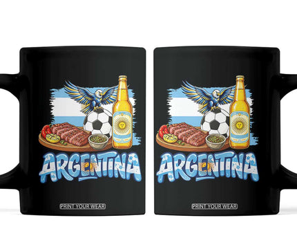 Argentine Pride Soccer And Beer Coffee Mug Football Fan Graphic
