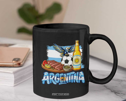 Argentine Pride Soccer And Beer Coffee Mug Football Fan Graphic