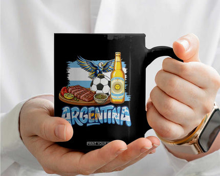 Argentine Pride Soccer And Beer Coffee Mug Football Fan Graphic