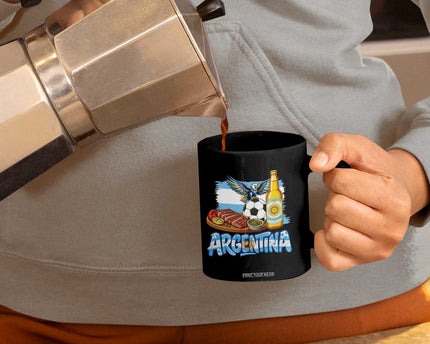 Argentine Pride Soccer And Beer Coffee Mug Football Fan Graphic