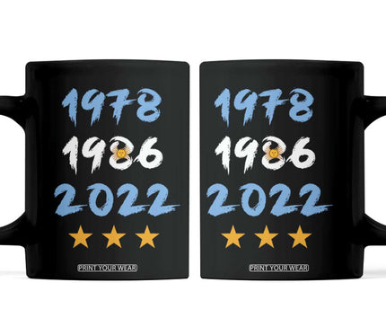 Argentina 3 Stars Champions Coffee Mug 1978 1986 2022 Football Pride