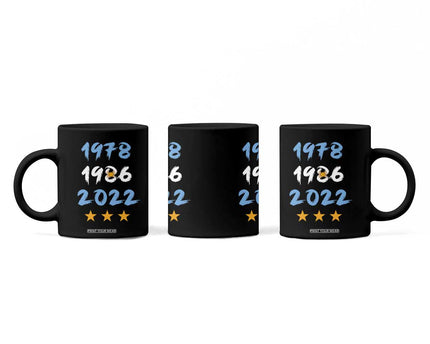 Argentina 3 Stars Champions Coffee Mug 1978 1986 2022 Football Pride