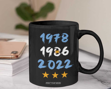 Argentina 3 Stars Champions Coffee Mug 1978 1986 2022 Football Pride