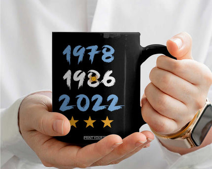 Argentina 3 Stars Champions Coffee Mug 1978 1986 2022 Football Pride
