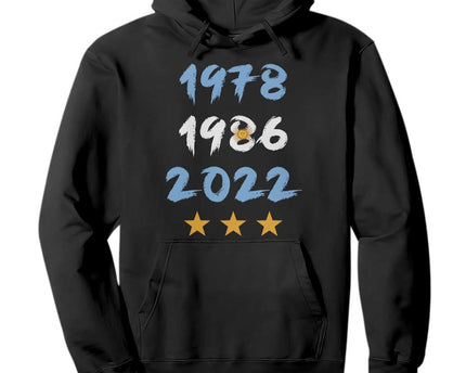 Argentina 3 Stars Champions Hoodie 1978 1986 2022 Football Pride