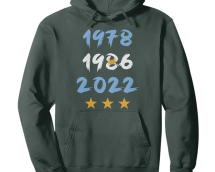 Argentina 3 Stars Champions Hoodie 1978 1986 2022 Football Pride