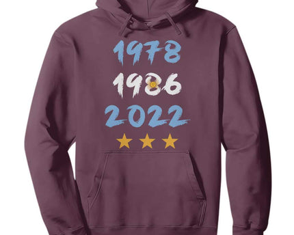 Argentina 3 Stars Champions Hoodie 1978 1986 2022 Football Pride