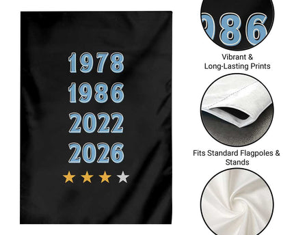 Argentina Flag Pride Soccer Garden Flag 1978 1986 2022 Future Fourth Star