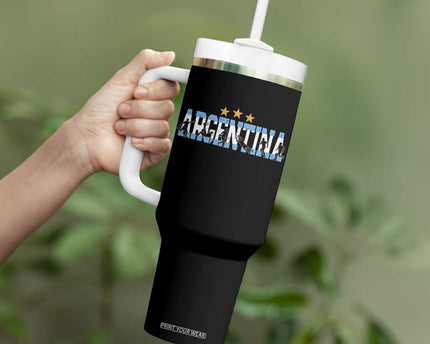 Proud Argentina Futbol Supporter National Pride Gift Tumbler With Handle