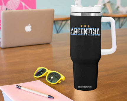 Proud Argentina Futbol Supporter National Pride Gift Tumbler With Handle