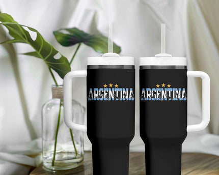 Proud Argentina Futbol Supporter National Pride Gift Tumbler With Handle