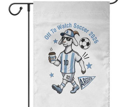 Funny Goat Football Lover Garden Flag Off To Watch Argentina Soccer 2026