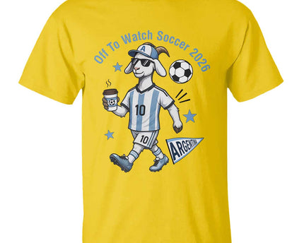 Funny Goat Football Lover T-Shirt Off To Watch Argentina Soccer 2026