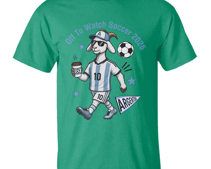 Funny Goat Football Lover T-Shirt Off To Watch Argentina Soccer 2026
